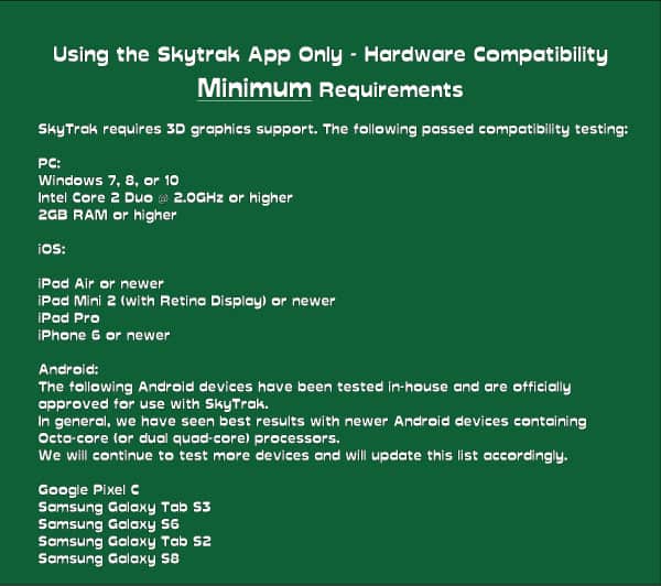 Skytrak Compatibility