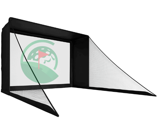 Sig12 Golf Simulator Enclosure With Side Barriers Side View