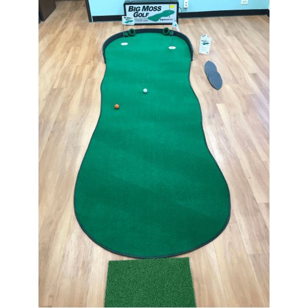 Putting in a Golf Simulator: What Actually Works (2026) 2 Big Moss Augusta V2 putting green on a room floor