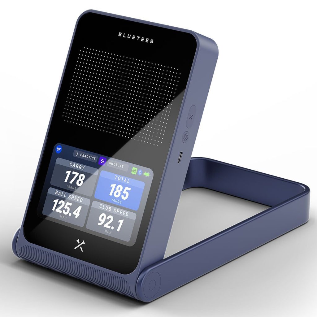 Best Launch Monitor Under $1,000 (2026): Picks by Room and Software Bill 5 Blue Tees Rainmaker launch monitor showing shot numbers on its screen