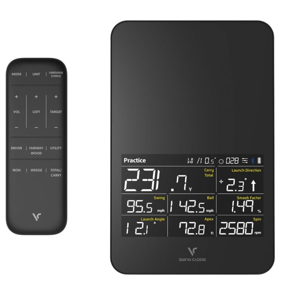 Best Launch Monitor Under $1,000 (2026): Picks by Room and Software Bill 4 Voice Caddie SC4 Pro showing shot numbers on its own screen, with its remote